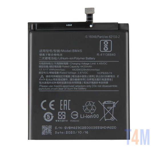 Bateria BM4S para Xiaomi Redmi 10X 5G/Redmi 10X Pro 4520mAh